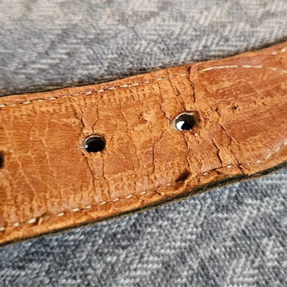 Southwestern Leather Belt Size 40 Green Diamond Inlay Western Boho Ranchcore‎